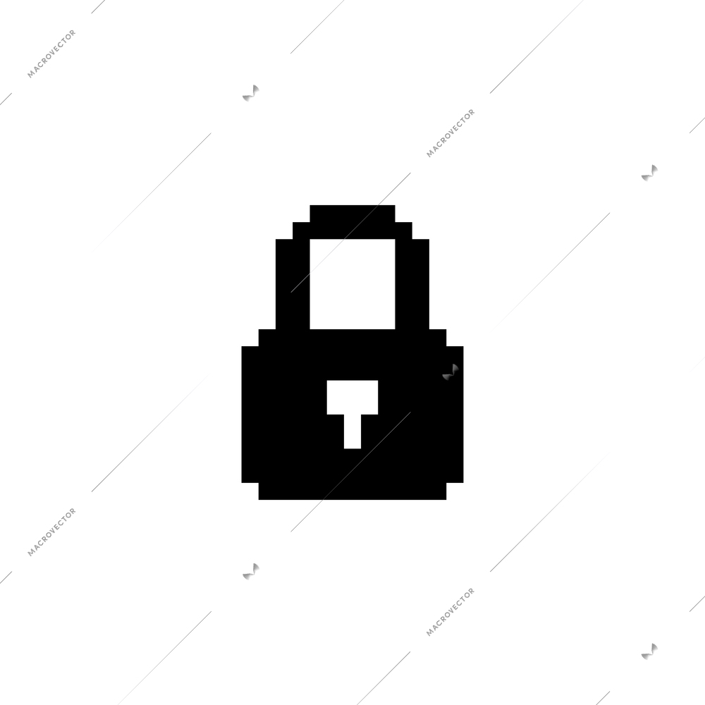 Lock protection security pixel icon flat vector illustration