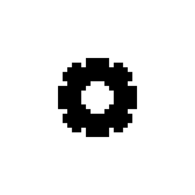 Settings pixel icon with black cogwheel flat vector illustration