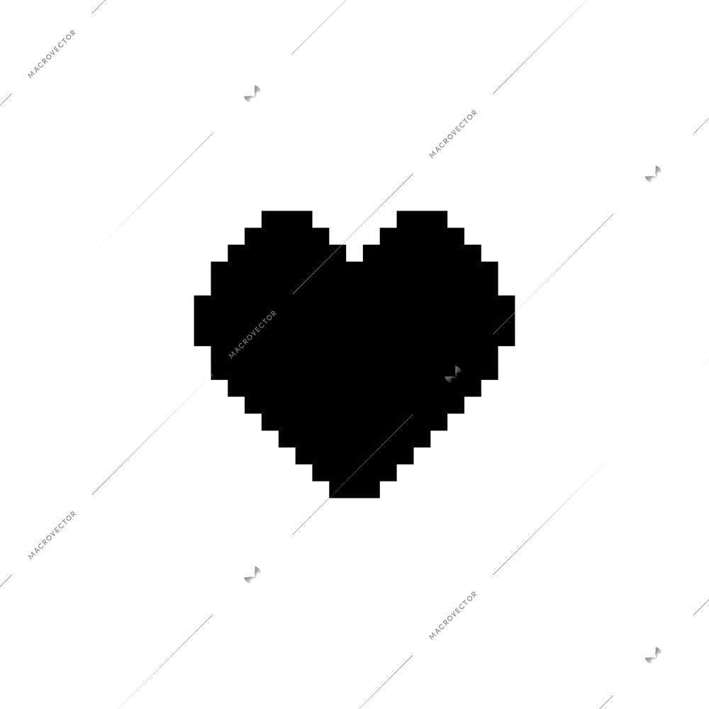 Heart like favourite mobile app pixel icon flat vector illustration