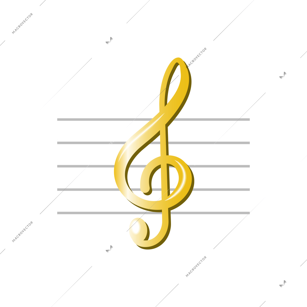 Flat icon with shiny treble clef vector illustration
