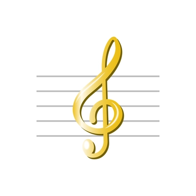 Flat icon with shiny treble clef vector illustration