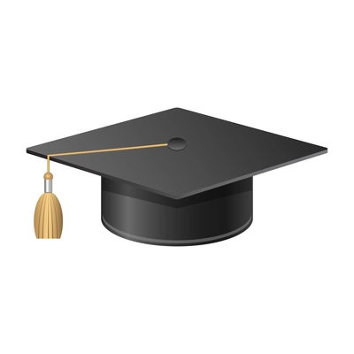 Black graduation cap with golden tassel flat icon vector illustration