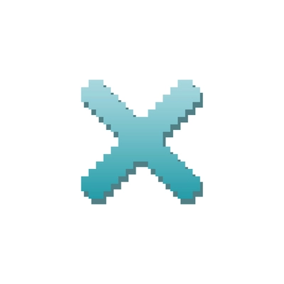 Cross mark pixel icon for mobile app flat vector illustration