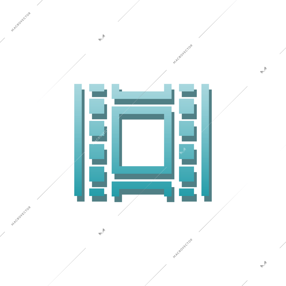 Video tape play movie pixel icon flat vector illustration