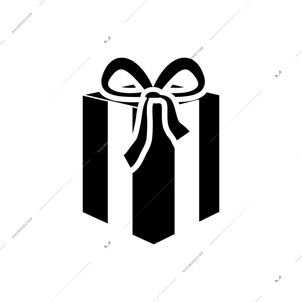 Gift box with ribbon bow flat icon vector illustration