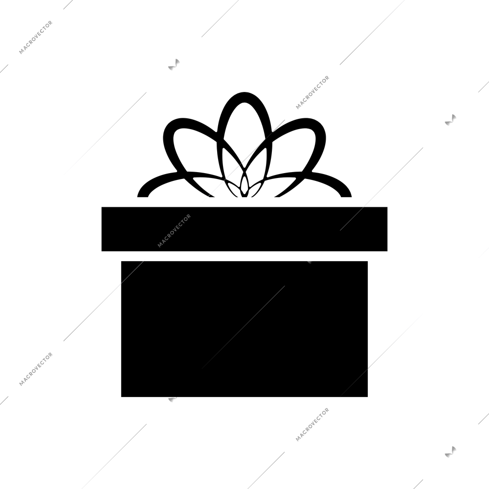 Closed gift box with bow flat icon vector illustration