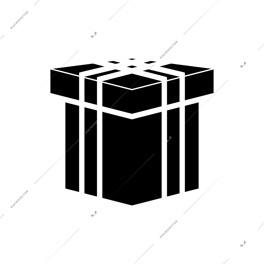 Flat black icon with gift box on white background vector illustration