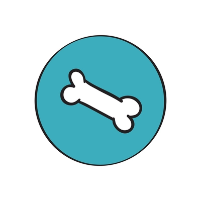 Flat round blue icon with white bone vector illustration