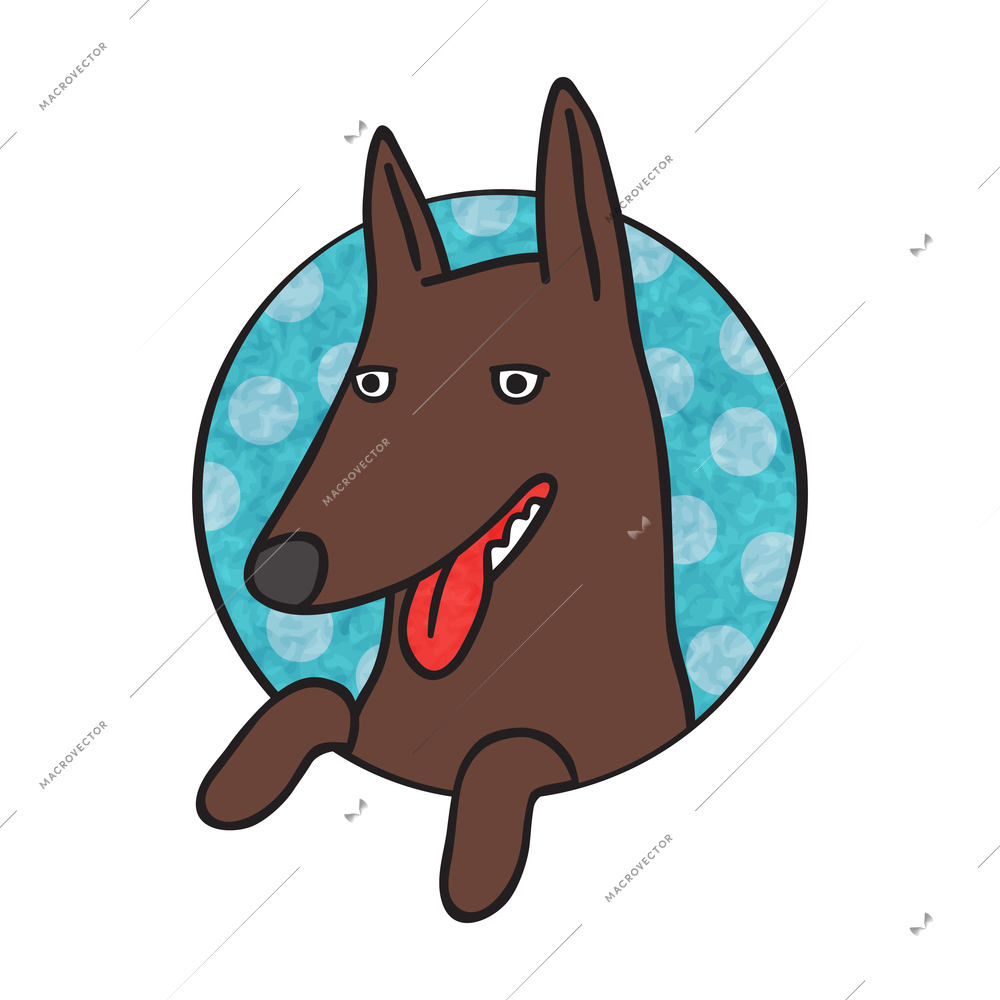 Cute brown dog flat icon vector illustration