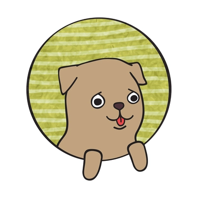 Cute small dog face icon in flat style vector illustration