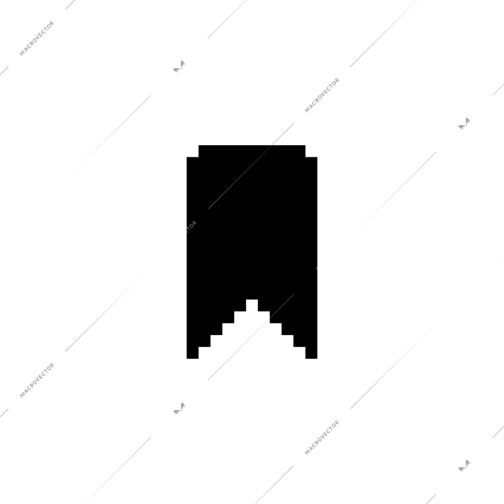 Black pixel bookmark icon flat vector illustration