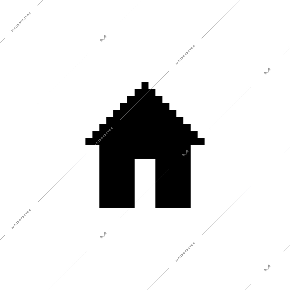 Home black pixel icon flat vector illustration