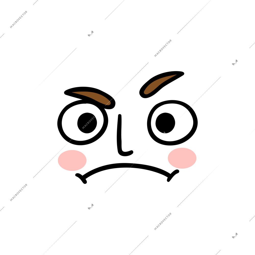 Angry human facial expression flat icon vector illustration