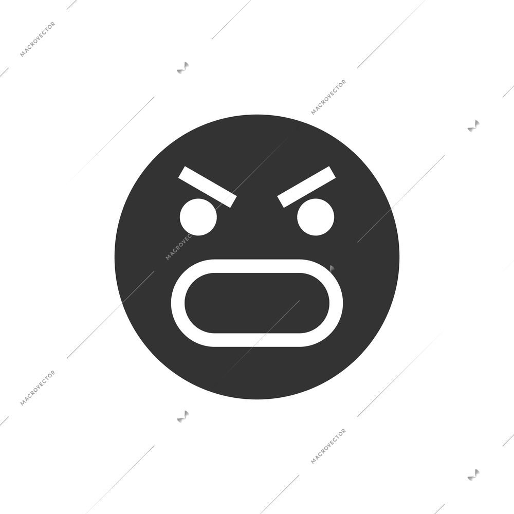 Smiley face icon with furious expression flat vector illustration