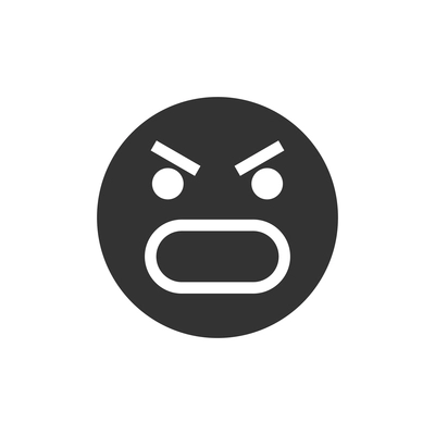 Smiley face icon with furious expression flat vector illustration