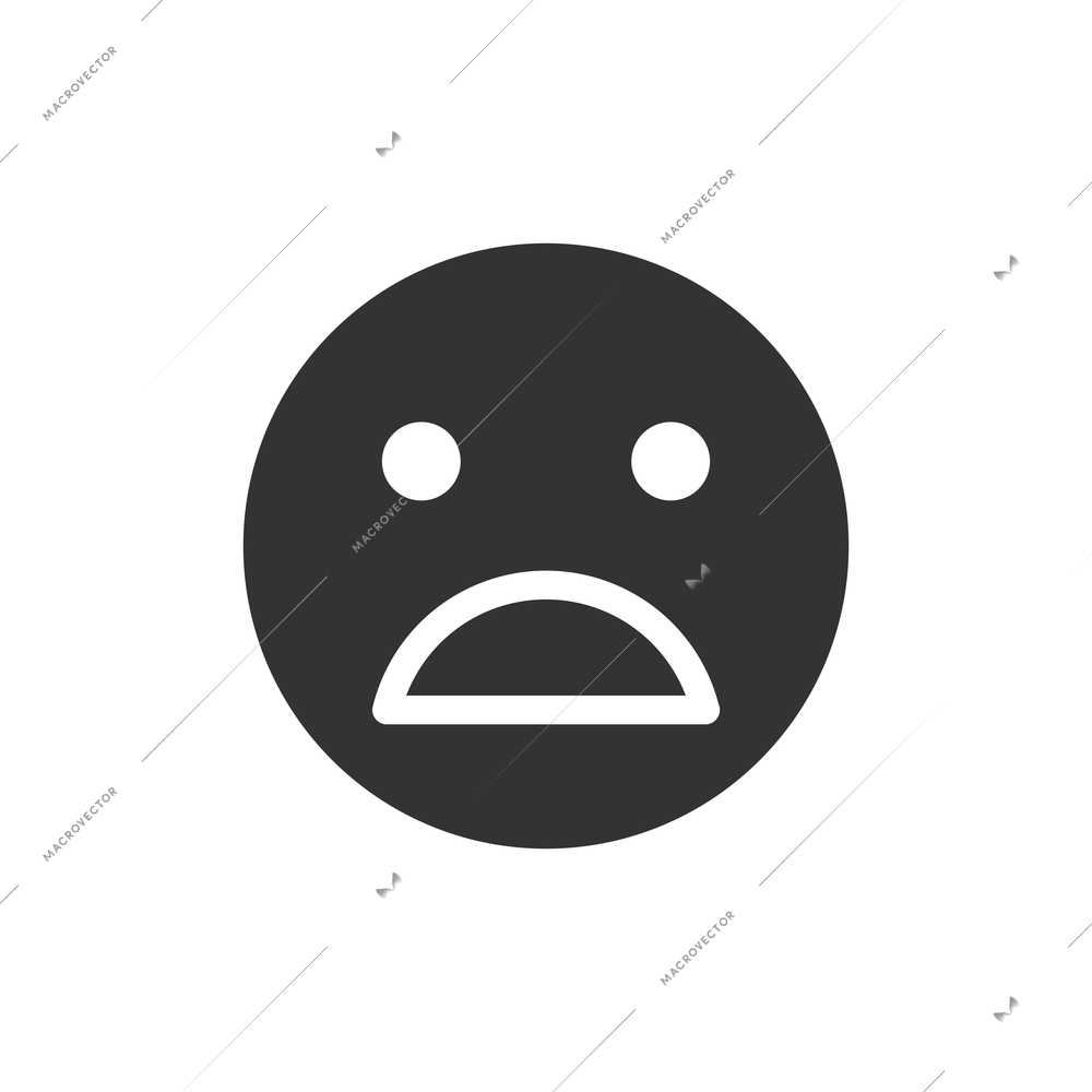 Sad disappointed smiley face flat icon vector illustration