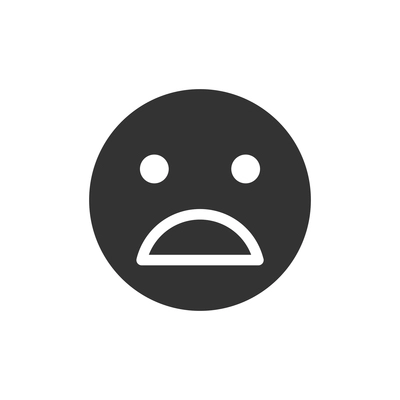 Sad disappointed smiley face flat icon vector illustration