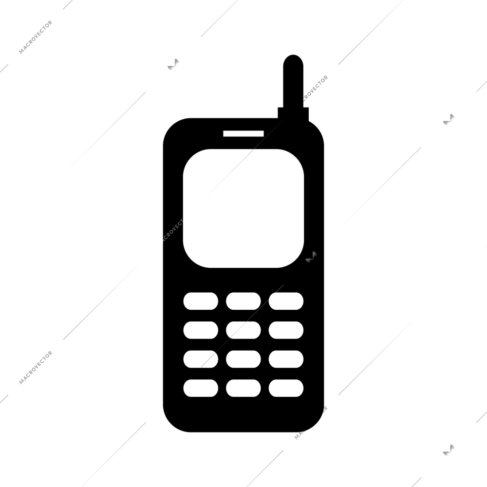 Retro mobile phone with buttons flat icon vector illustration