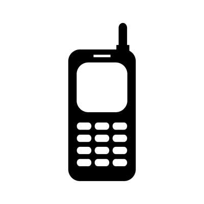 Retro mobile phone with buttons flat icon vector illustration