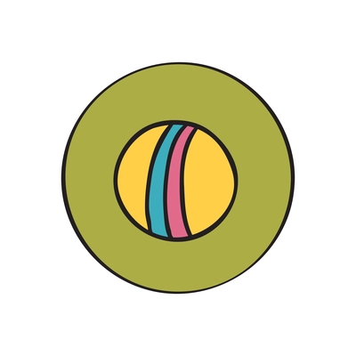 Flat round green icon with colorful ball for dogs vector illustration