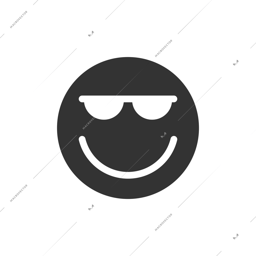 Flat icon with cool smiley in glasses vector illustration