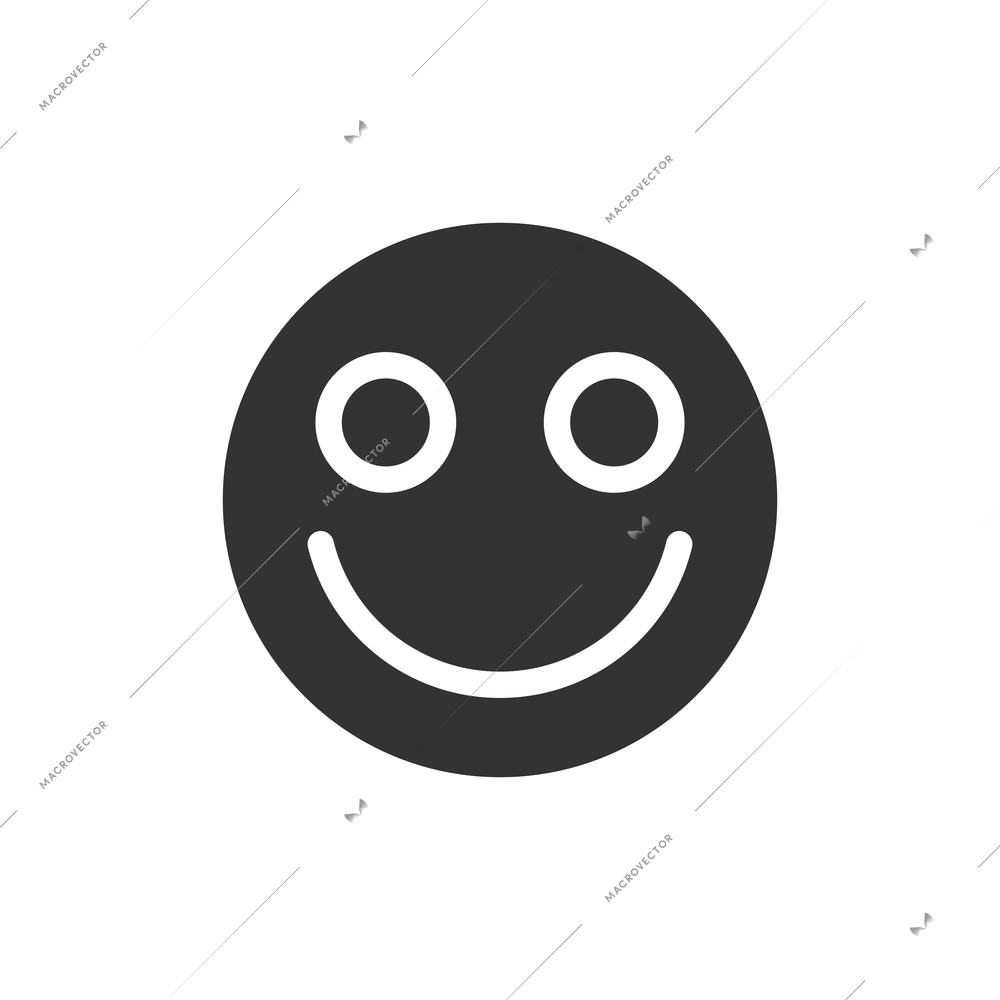 Excited smiley with big eyes flat icon vector illustration