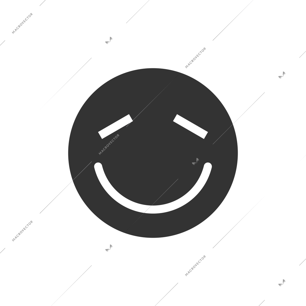Flat icon with black happy smiley face vector illustration