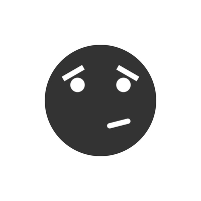 Flat black and white icon with confused smiley face vector illustration