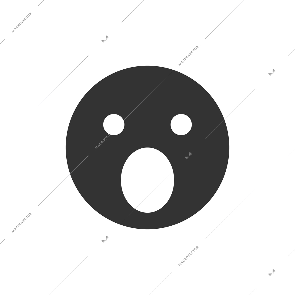 Surprised smiley face flat icon vector illustration