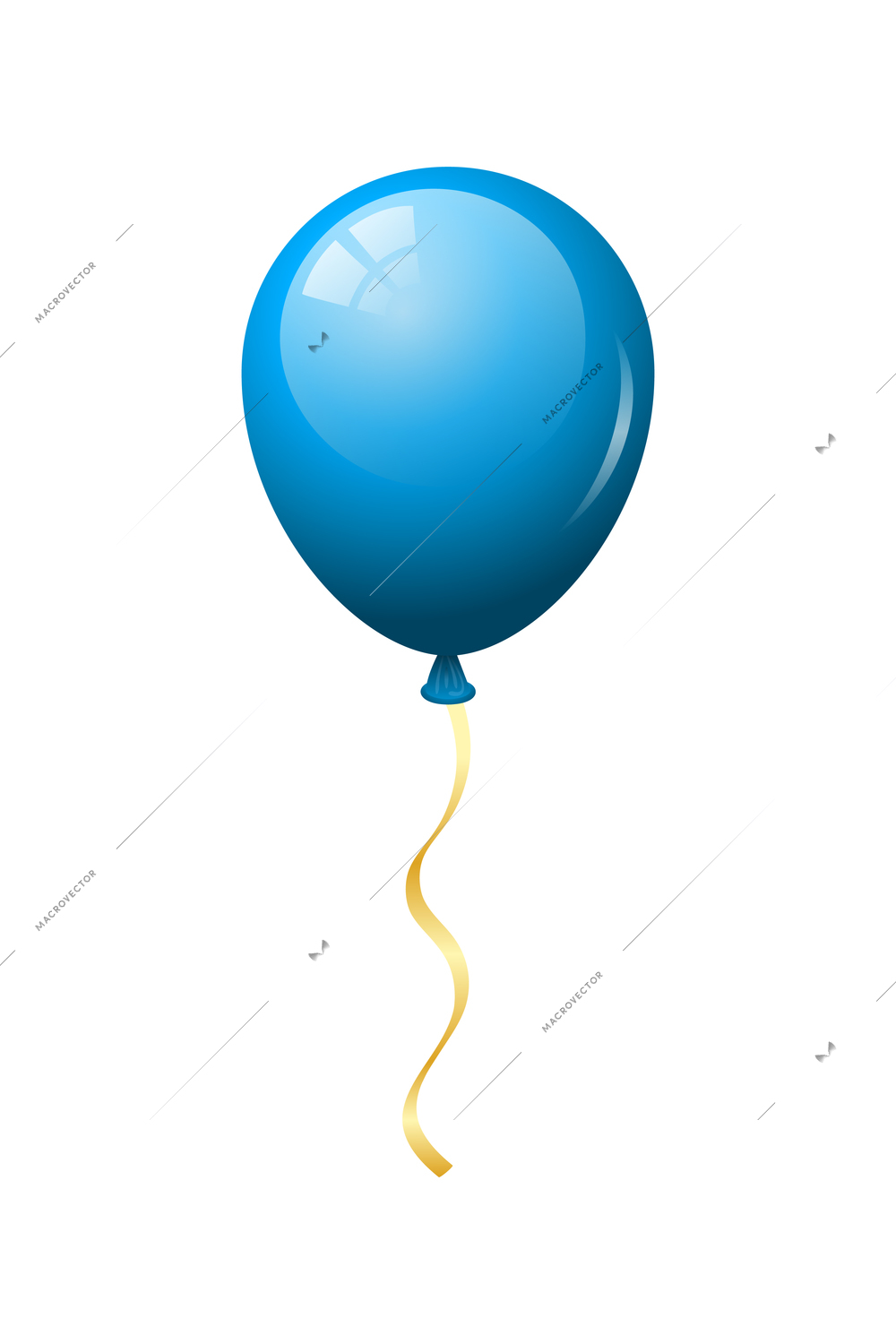 Realistic blue balloon on white background vector illustration