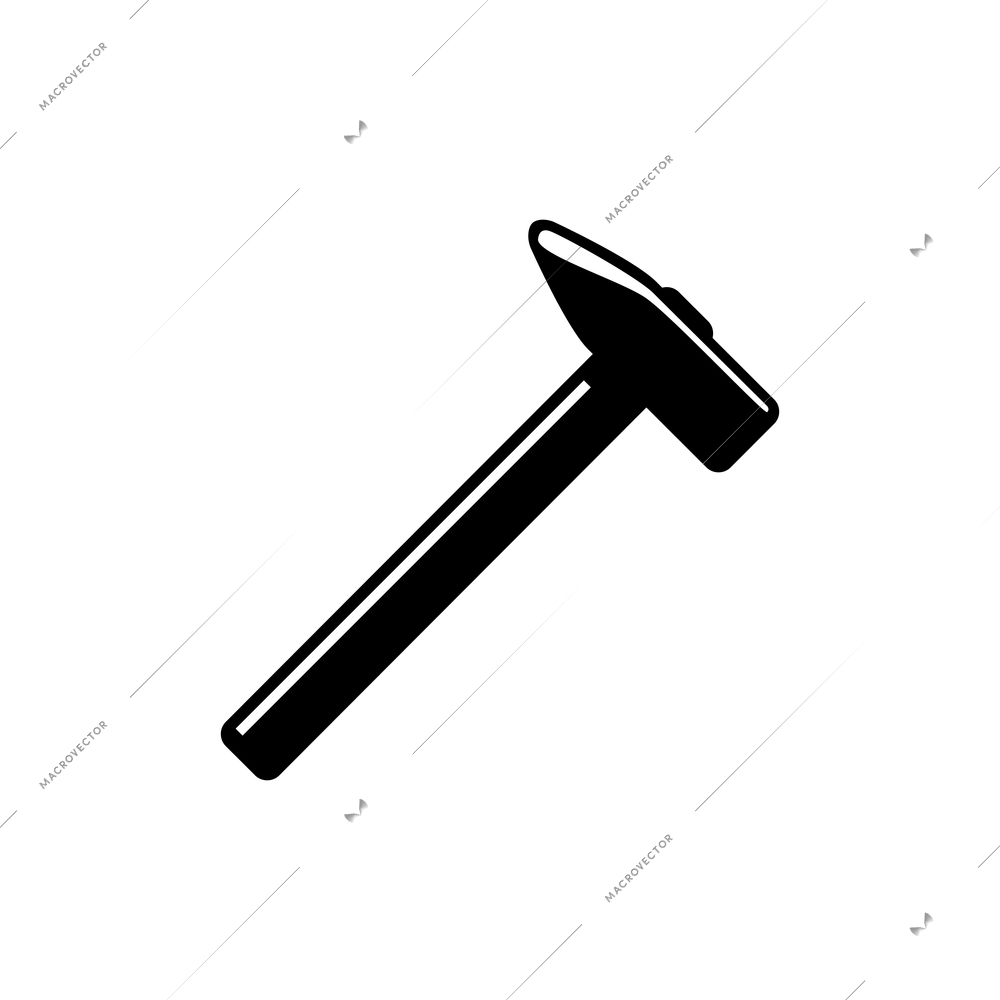 Black hammer silhouette icon vector illustration