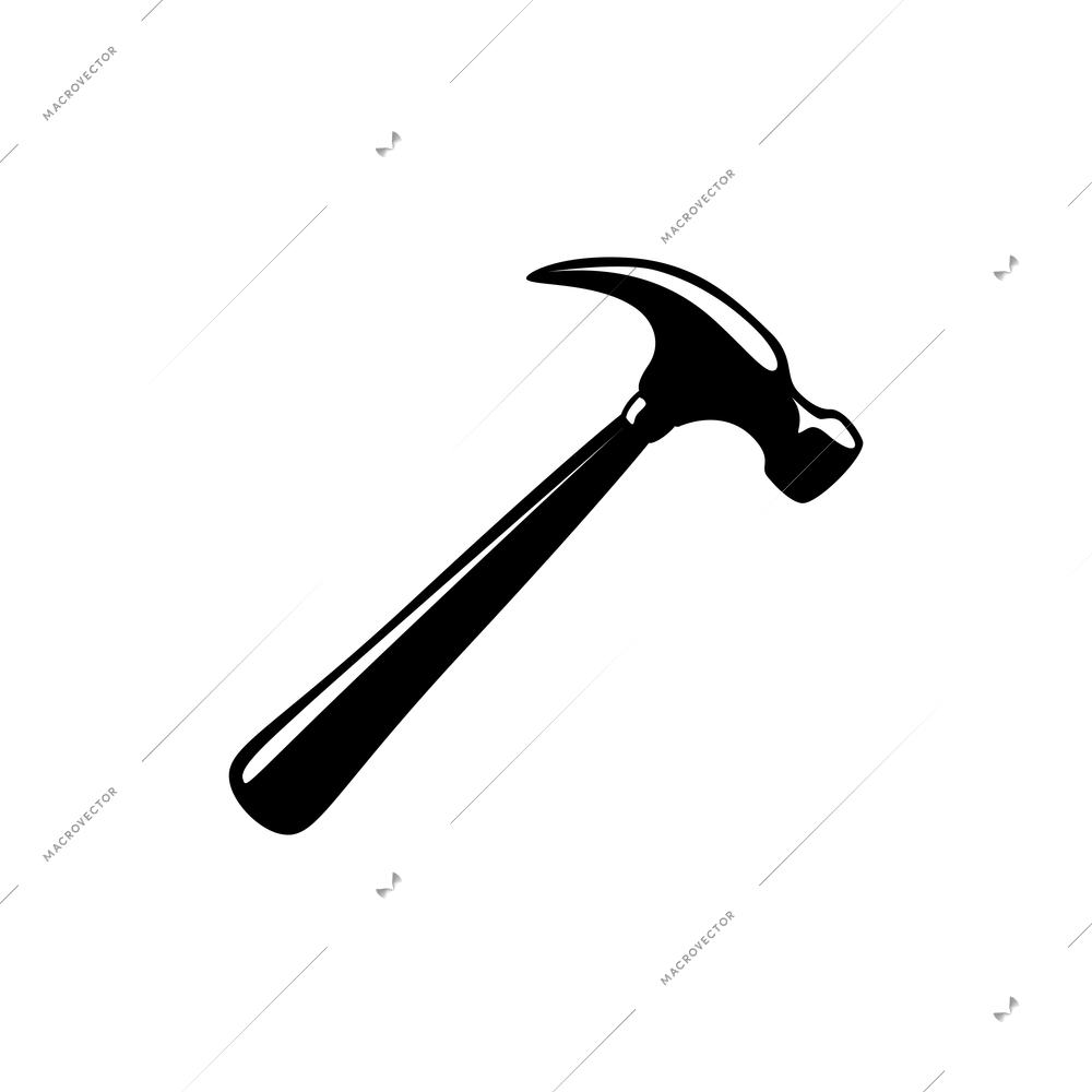 Flat icon with black hammer vector illustration