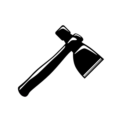 Black hammer axe flat icon vector illustration