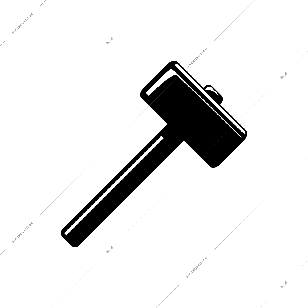 Hammer black silhouette flat icon on white background vector illustration