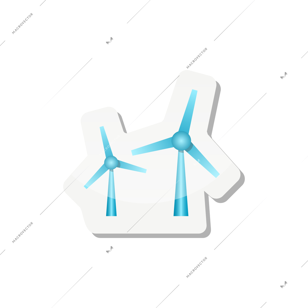 Flat ecology sticker with two windmills vector illustration