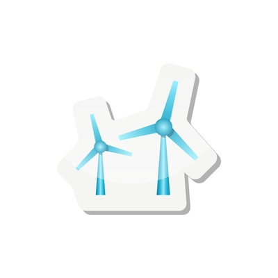 Flat ecology sticker with two windmills vector illustration