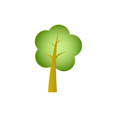 Tree with green foliage flat icon on white background vector illustration