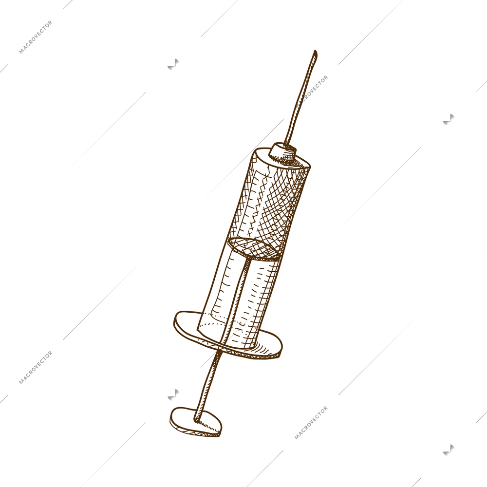 Hand drawn syringe on white background vector illustration