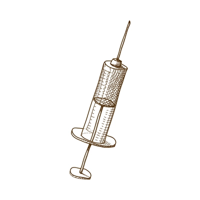 Hand drawn syringe on white background vector illustration