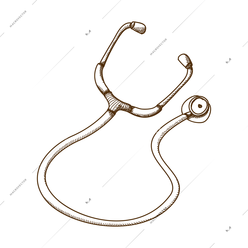 Doodle stethoscope on white background vector illustration