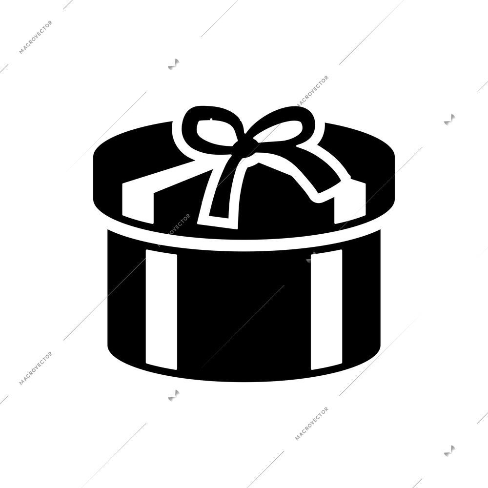 Flat icon with round cardboard gift box with bow vector illustration