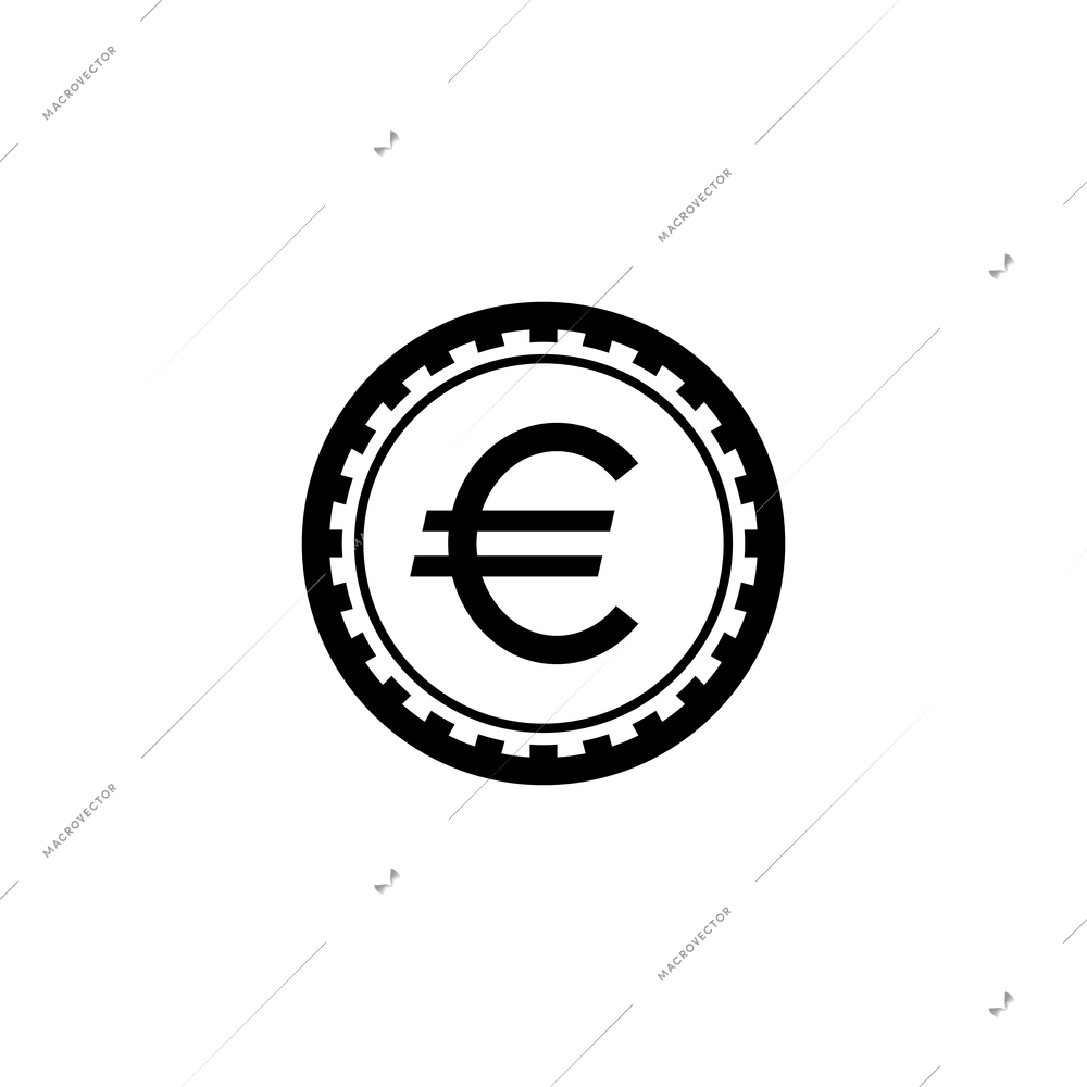 Euro coin flat icon vector illustration