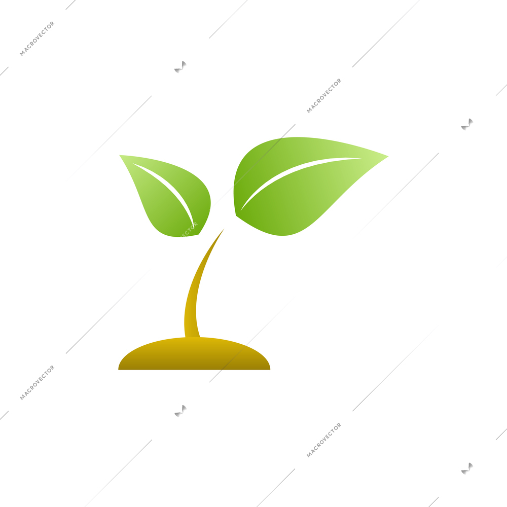 Small sprout with green leaves flat icon vector illustration