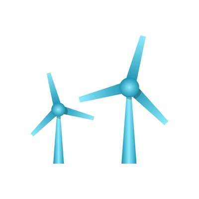 Ecology flat icon with two blue windmills isolated vector illustration