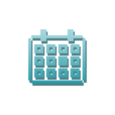 Pixel calendar icon flat vector illustration