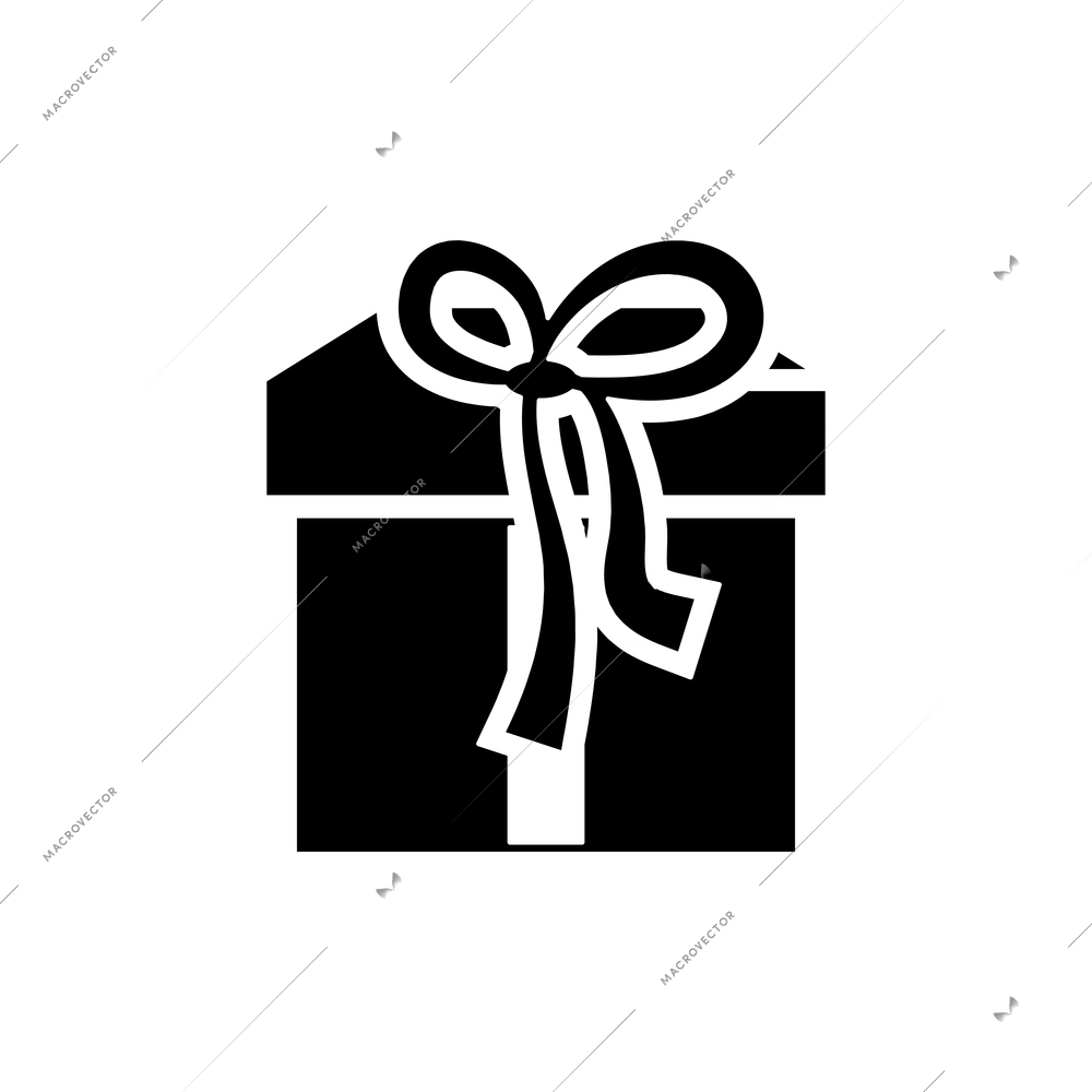 Cardboard gift box with bow flat icon vector illustration