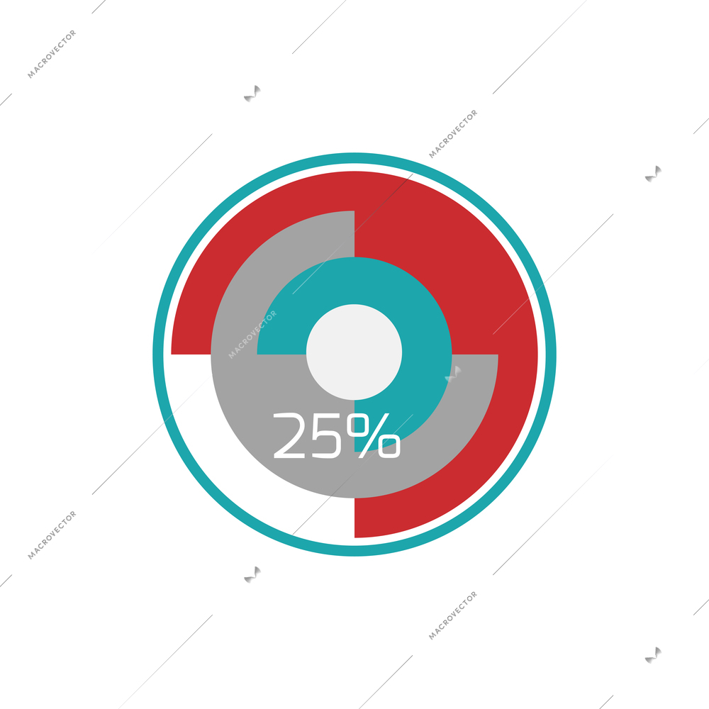 Infographic element for business report with pie diagram flat vector illustration