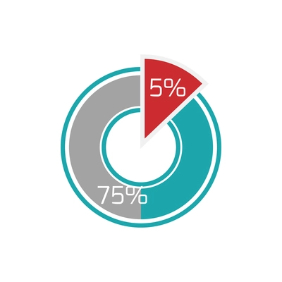 Infographic element with flat pie diagram and percentage vector illustration