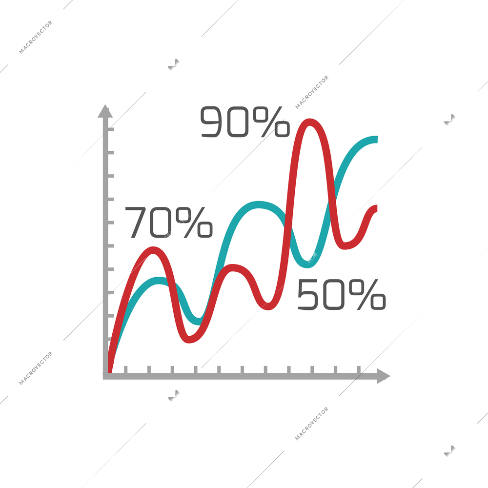 Flat infographic element with colored line chart for business presentation vector illustration