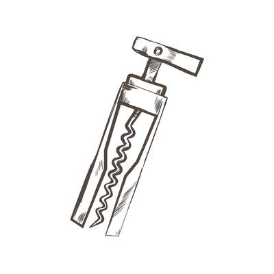 Hand drawn corkscrew on white background vector illustration